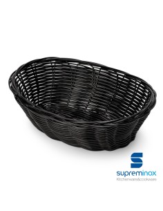 cestino poly-rattan ovale nero