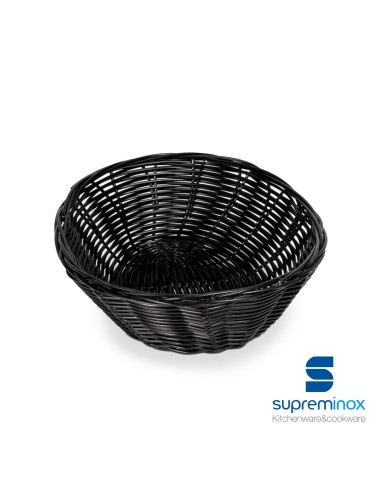 black round poly-rattan basket