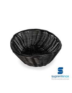 cestino poly-rattan rotondo nero