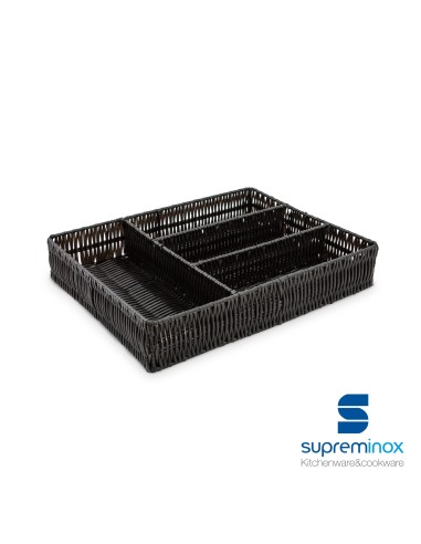 portaposate a 4 spazi nero poly-rattan