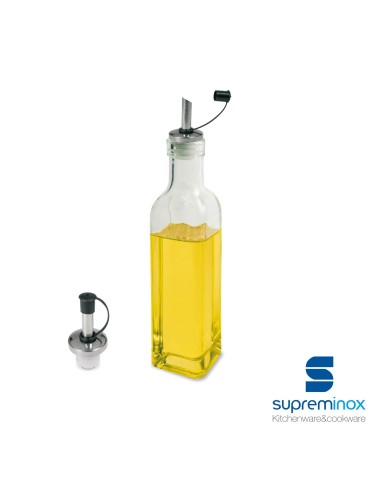 rectangular glass oil bottle with lid