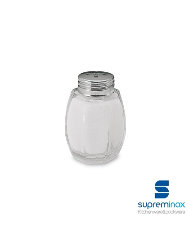 Salero de cristal con tapa inox - bajo