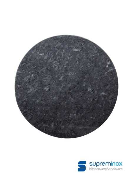 Ref: 1360 - Tabla Redonda De Marmol Negro Diam /30 6un