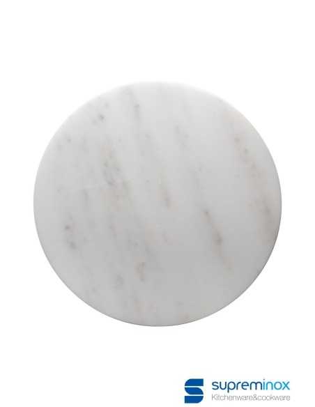 Ref: 1380 - Tabla Redonda De Marmol Blanco Diam /30 6un