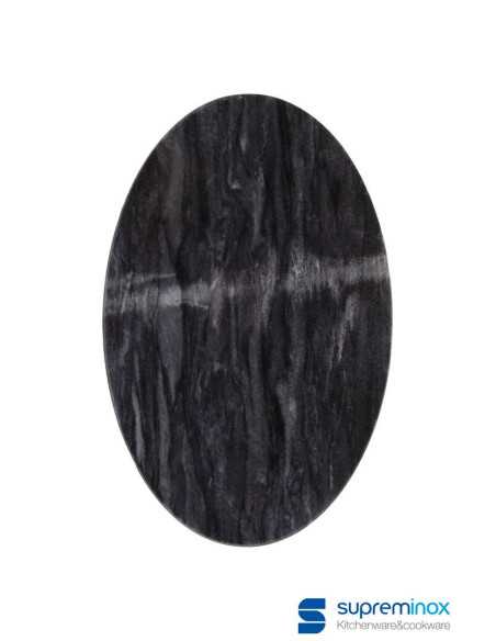 Tabla Oval De Marmol Negro 25X16X1Cm 12un