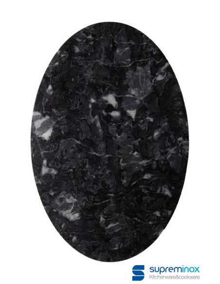 Tabla Oval De Marmol Negro 30X20X1 Cm. 8un