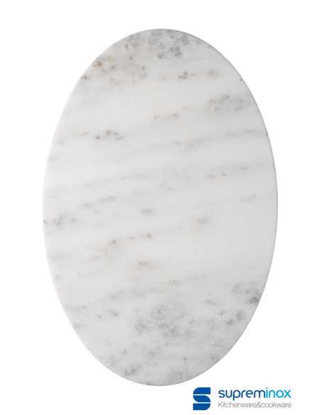 Tabla Oval De Marmol Blanco 30X20X1Cm. 8un