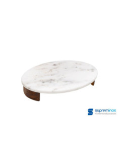 Ref: 7323 - Tabla Stand Oval De Marmol Blanco 30X20X5Cm 8un