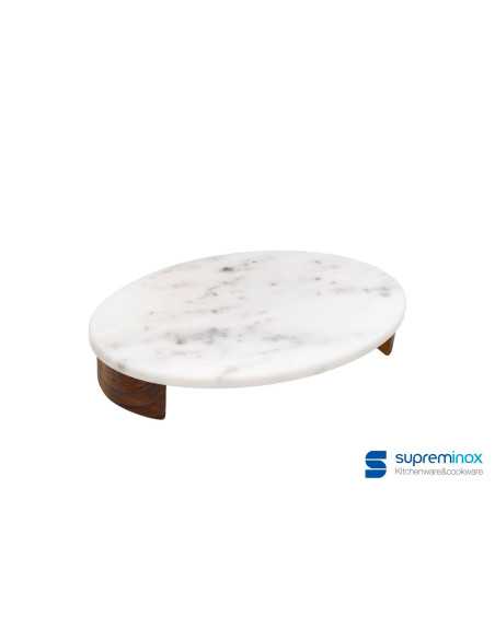Ref: 7323 - Tabla Stand Oval De Marmol Blanco 30X20X5Cm 8un