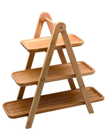 Stand De 3 Niveles Bambu 39,5X17,2X38,5 Cm 6un